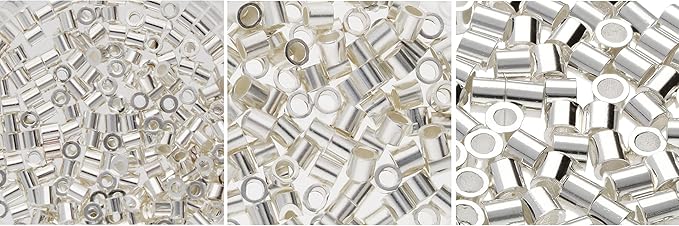 The Beadsmith Tube Crimp Beads, Gold Color, Uniform Cylindrical Shape, No Sharp Edges, Designed to Secure the Ends of Jewelry Stringing Wires and Cables