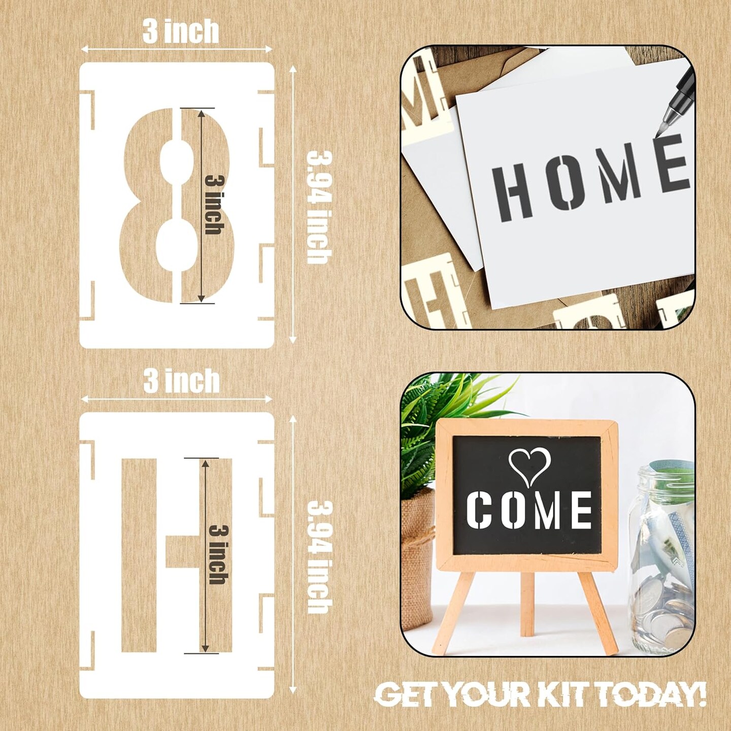 42pcs Traceable Interlocking Letter Stencil Set (3 Inch)