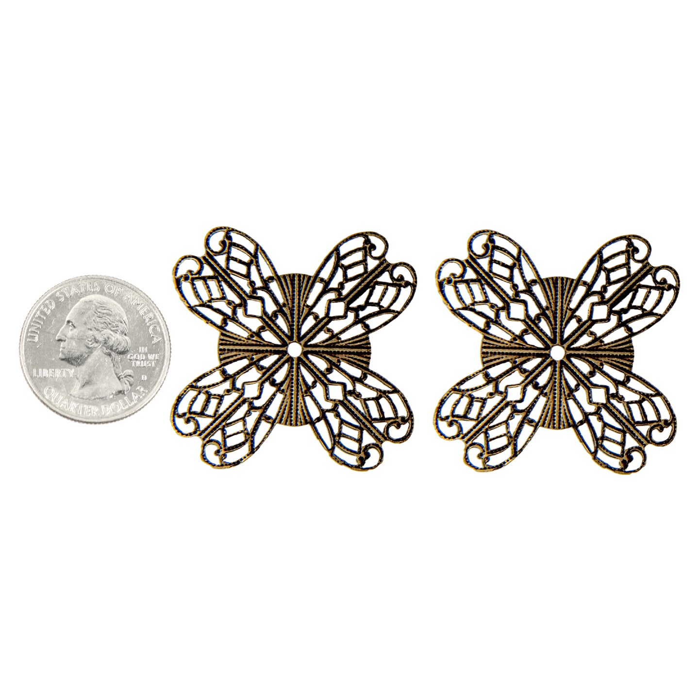 Antique Brass Round Shaped Filigree Wrap Brass Stamping - AB-W48