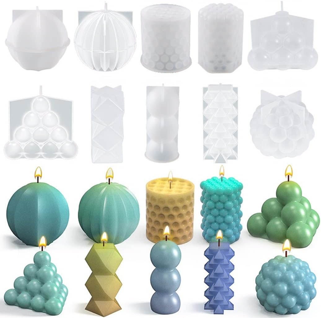 10 Pcs Geometric Candle Mold, Unique Candle Molds