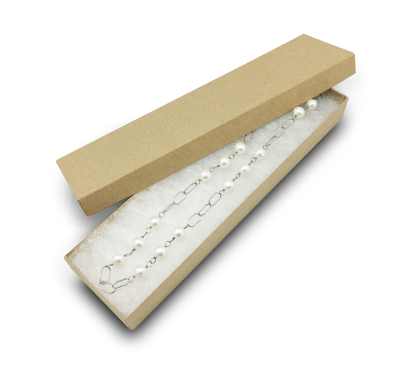TheDisplayGuys 100 Pack Cotton Filled Cardboard Paper Jewelry Box Gift Case - Kraft Brown Color
