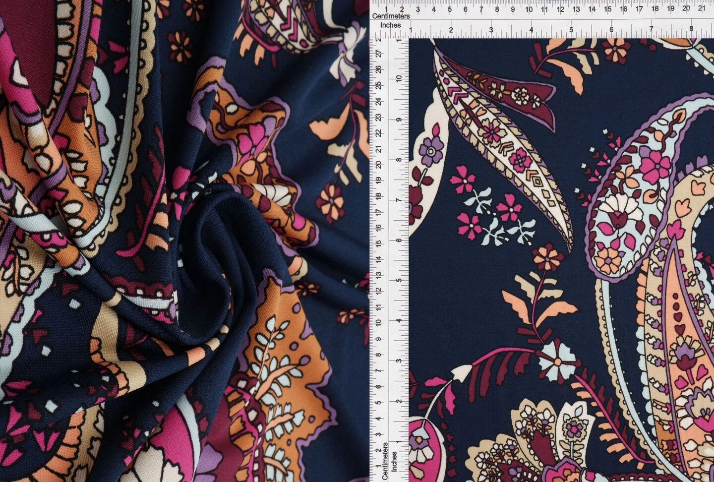 1 Yard DTY Paisley Print Stretch Knit Fabric 58/60&#x22; Inch Wide