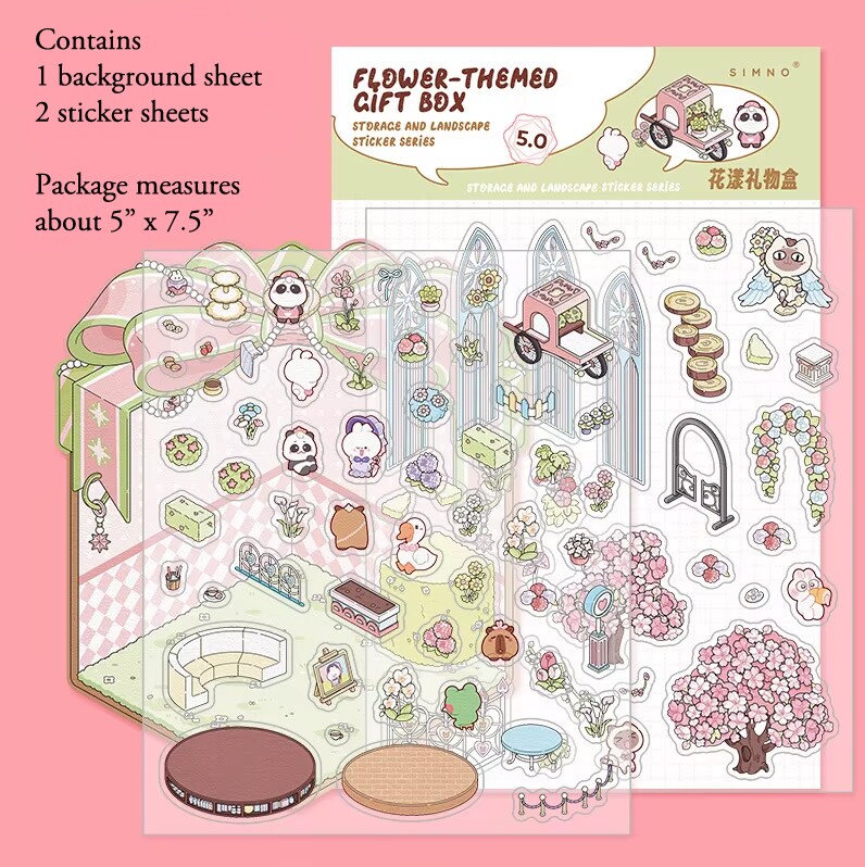 Outdoor Garden Sticker Scene, DIY Isometric Stickers, Adorabilities