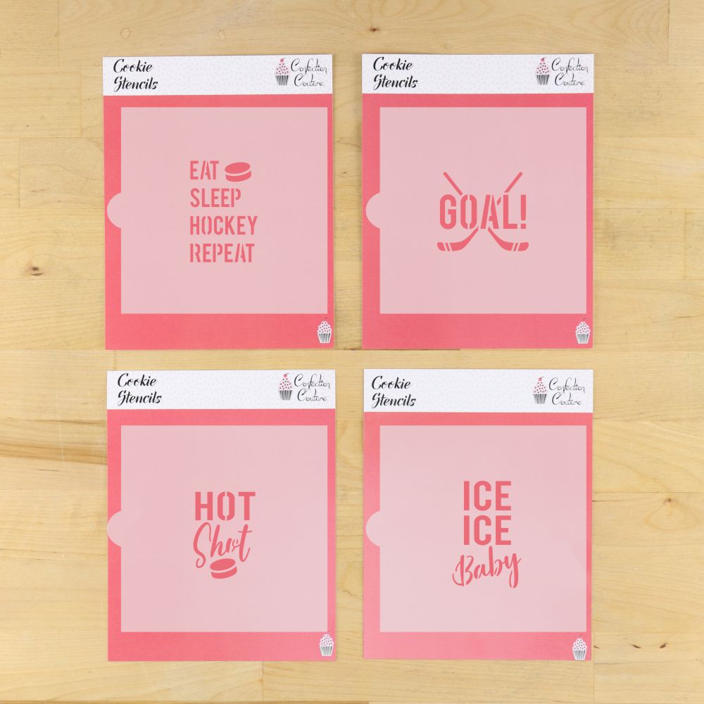 Ice Hockey Messages Cookie Stencil Set | Sports Cookie Stencil | DIY Stencil | Craft Stencil | Confection Couture |