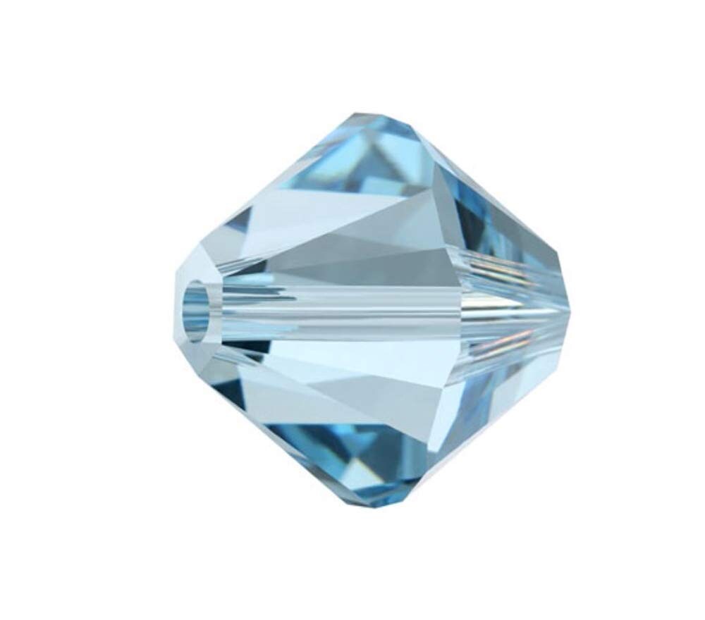 200pcs Authentic Preciosa 4mm (0.16 inch) Small Faceted Bicone Crystal Loose Beads Aquamarine Blue Compatible with Swarovski 5301/5328 for DIY Jewelry Making Pre-B410