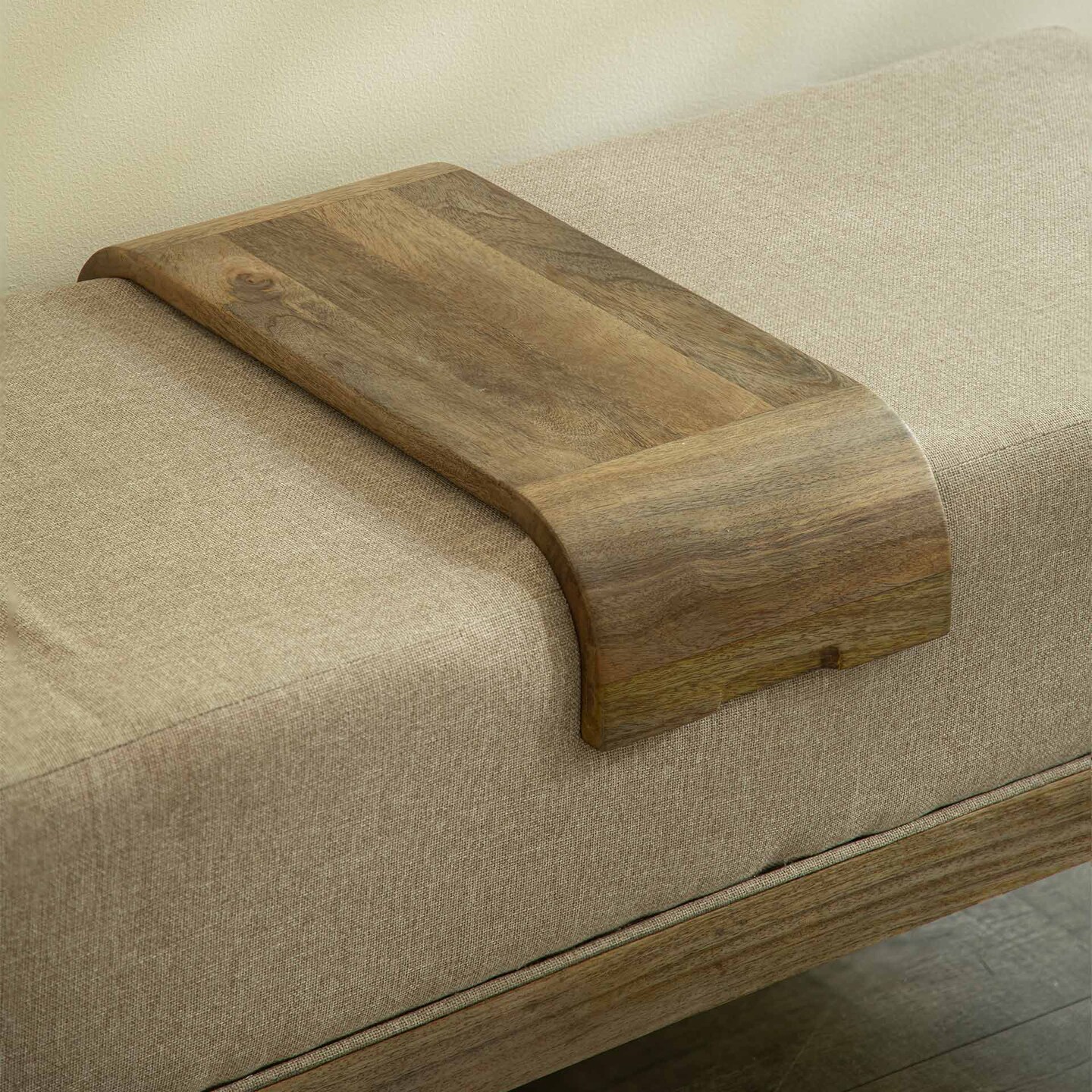 Upholstered Wooden Bench with Wooden Slider - Premium Bench for Home Decor