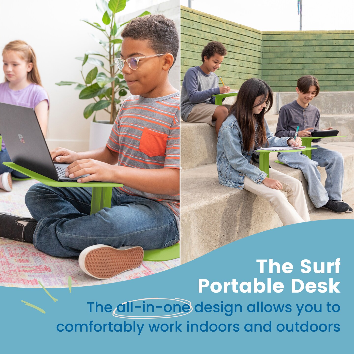 The Surf Portable Lap Desk with Mobile Storage Cart, Flexible Seating, 10-Pack