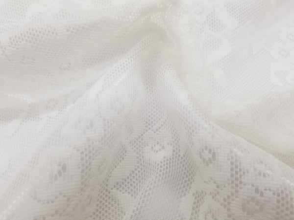 1 Yard Ivory Daisy Embroidery Mesh Tulle Net Fabric for Lingerie Bridal 54 Inches Wide