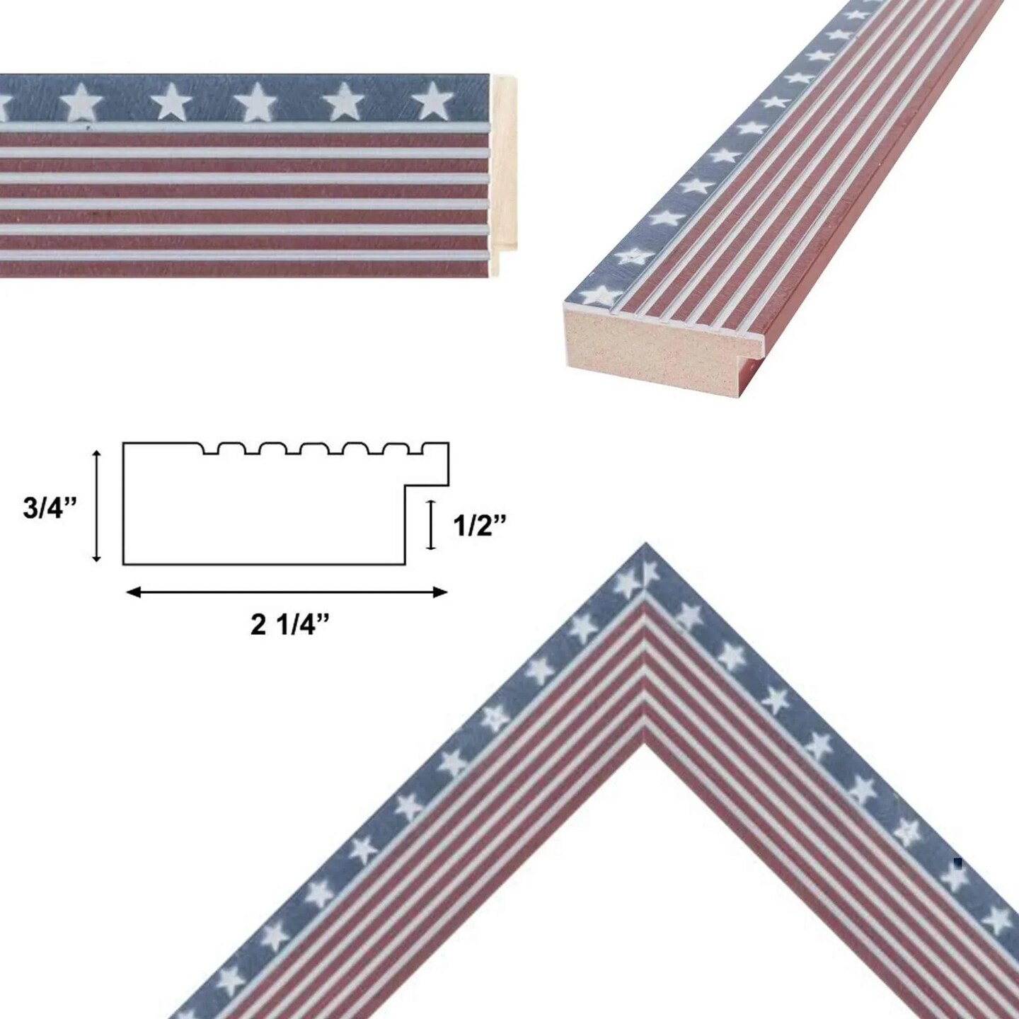 Wide Red White Blue American Flag Picture Frame - 11x16 frame