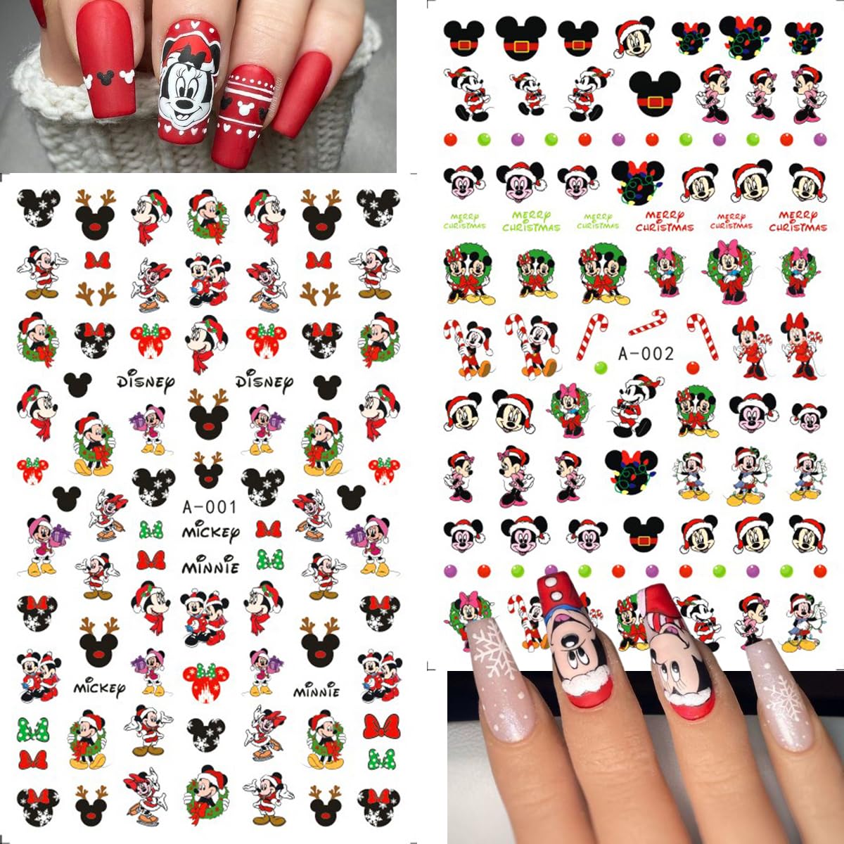 8 Sheets 3D Self-Adhesive Christmas Nail Art Stickers Kawaii Nail Design Stickers