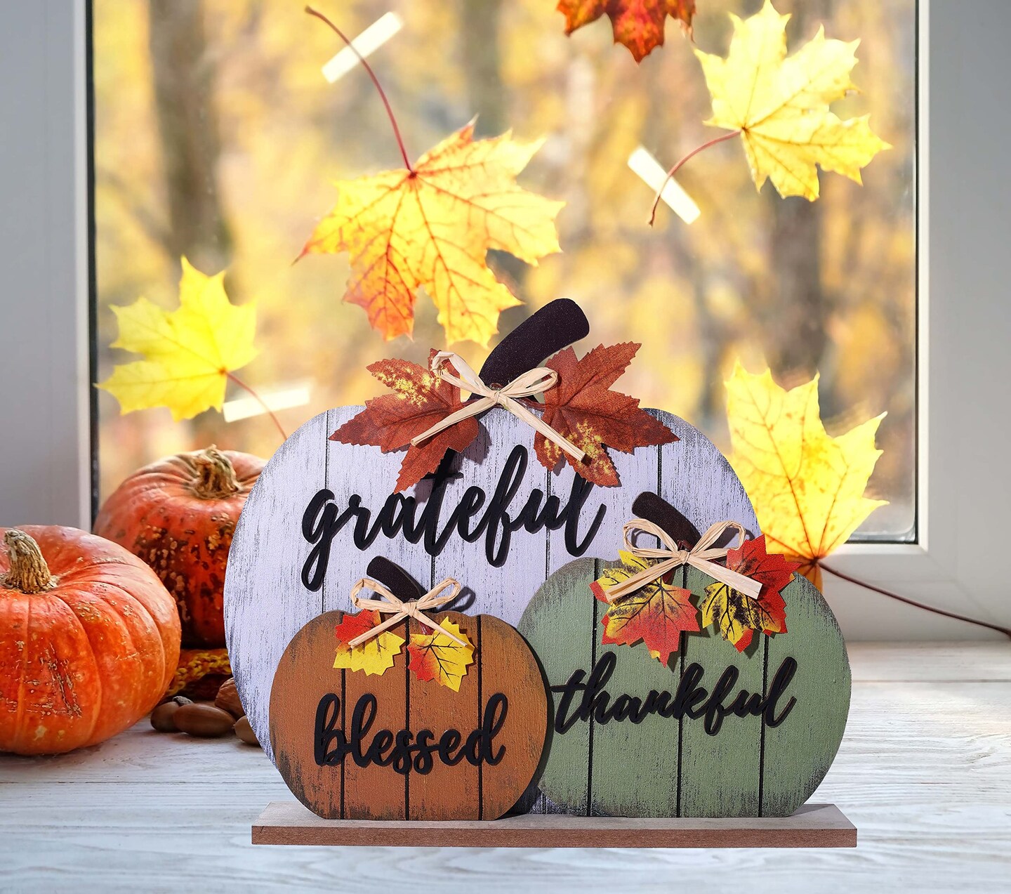 Fall Decorations for Home Blessed Grateful Thankful Fall Decor Wooden ...