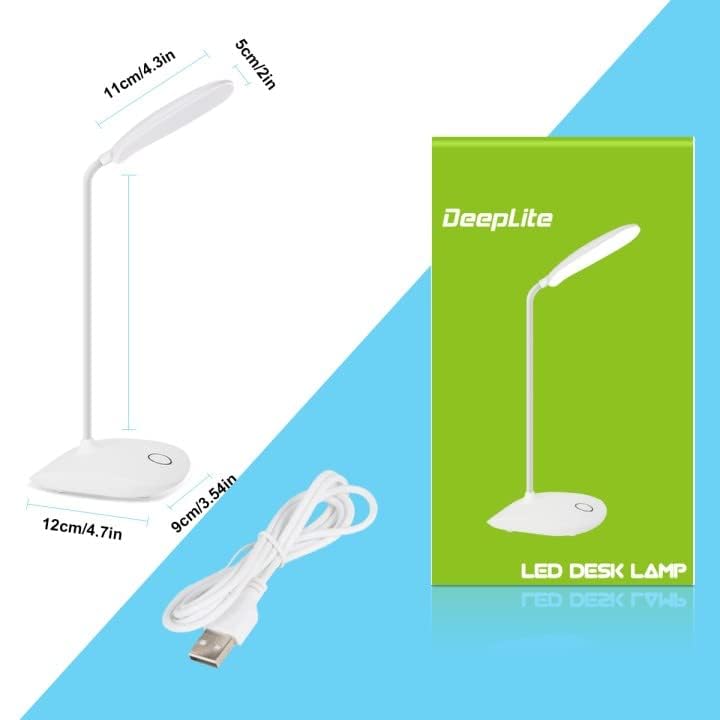 LED Desk Lamp with Flexible Gooseneck 3 Level Brightness, Battery Operated Table Lamp 5W Touch Control,Compact Portable lamp for Dorm Study Office Bedroom,Eye-Caring and Energy Saving