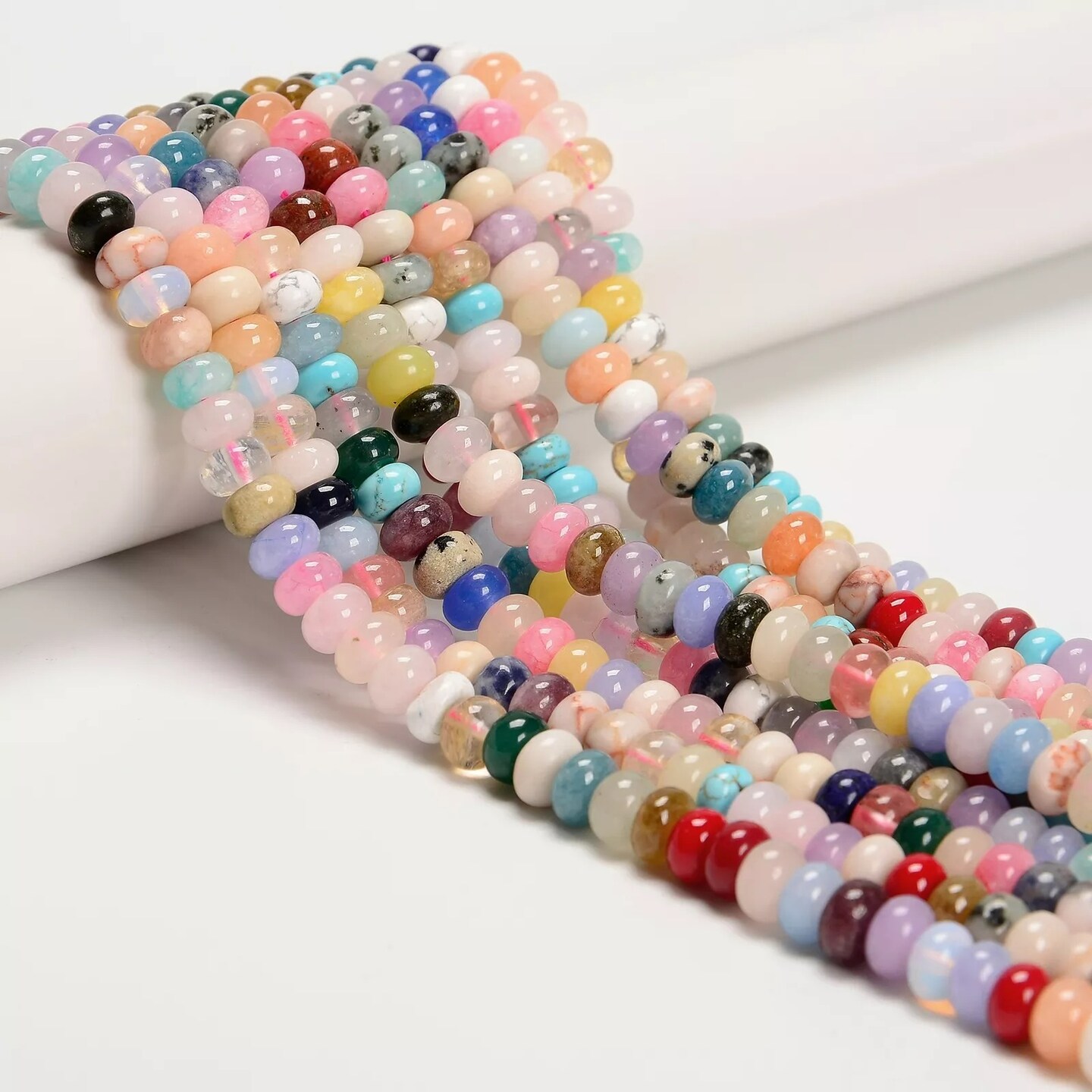 Mixed Gemstone Smooth Rondelle Beads Size 5x8mm 15.5&#x27;&#x27; Strand