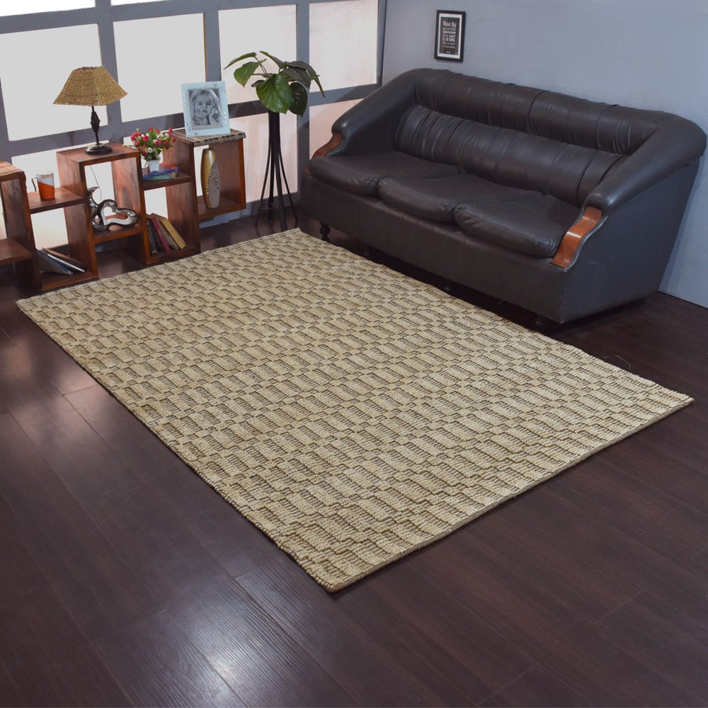 Rugsotic Hand Woven Jute Area Rug 5X8 Eco-Friendly Light Brown J00093
