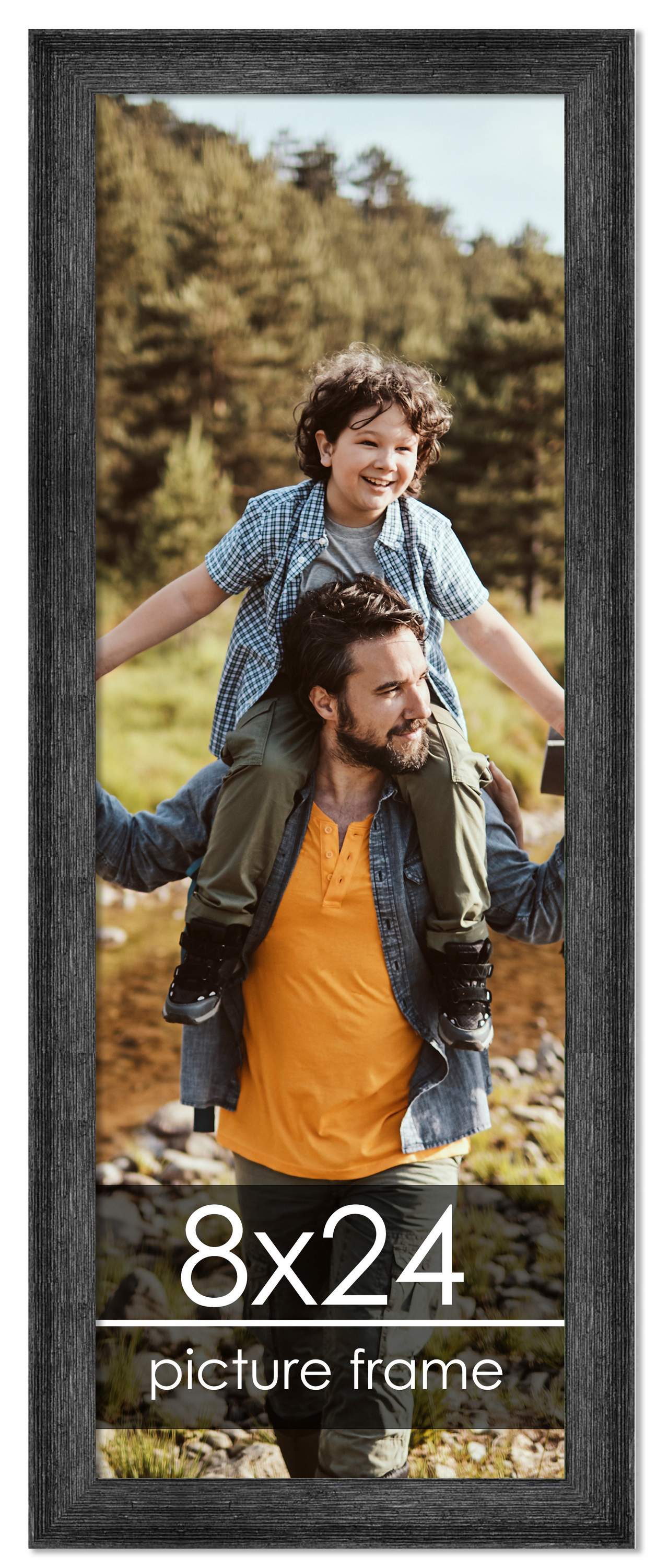 8x24 Wide Barnwood Picture Frame with UV-Resistant Acrylic &#x26; Acid Free Backing, Available in 6 Paint Finishes - Grey, Brown, White, and Black