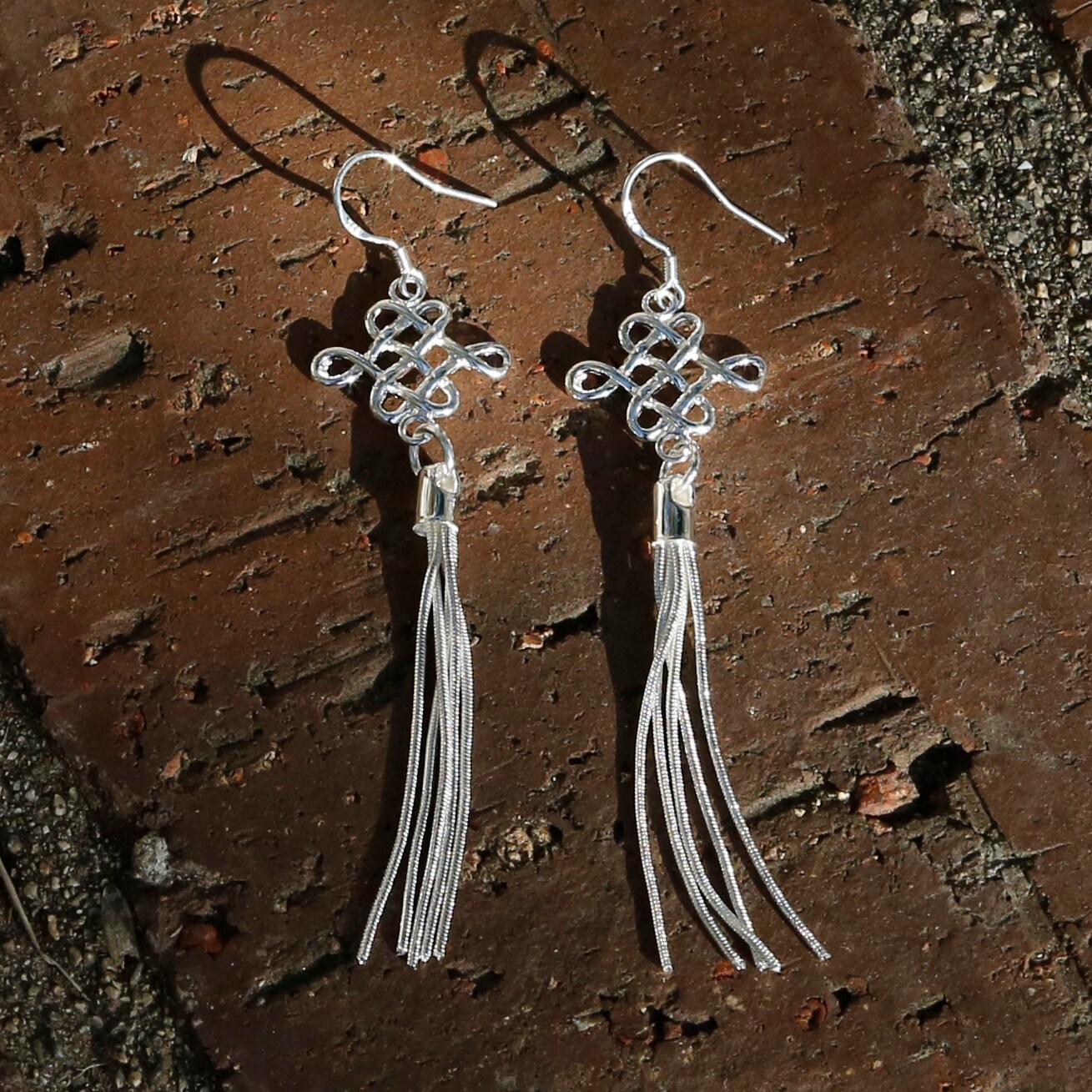 Turtleland Bohemian 925 Sterling Silver Gypsy Ethnic Tassel Dangle Drop Hook Earrings