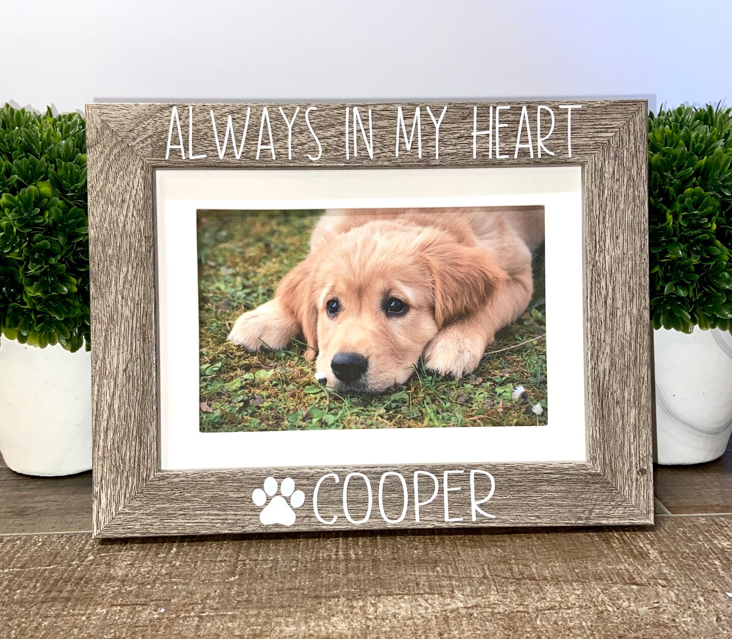 Always in my heart picture frame, pet memorial picture frame, Dog frame