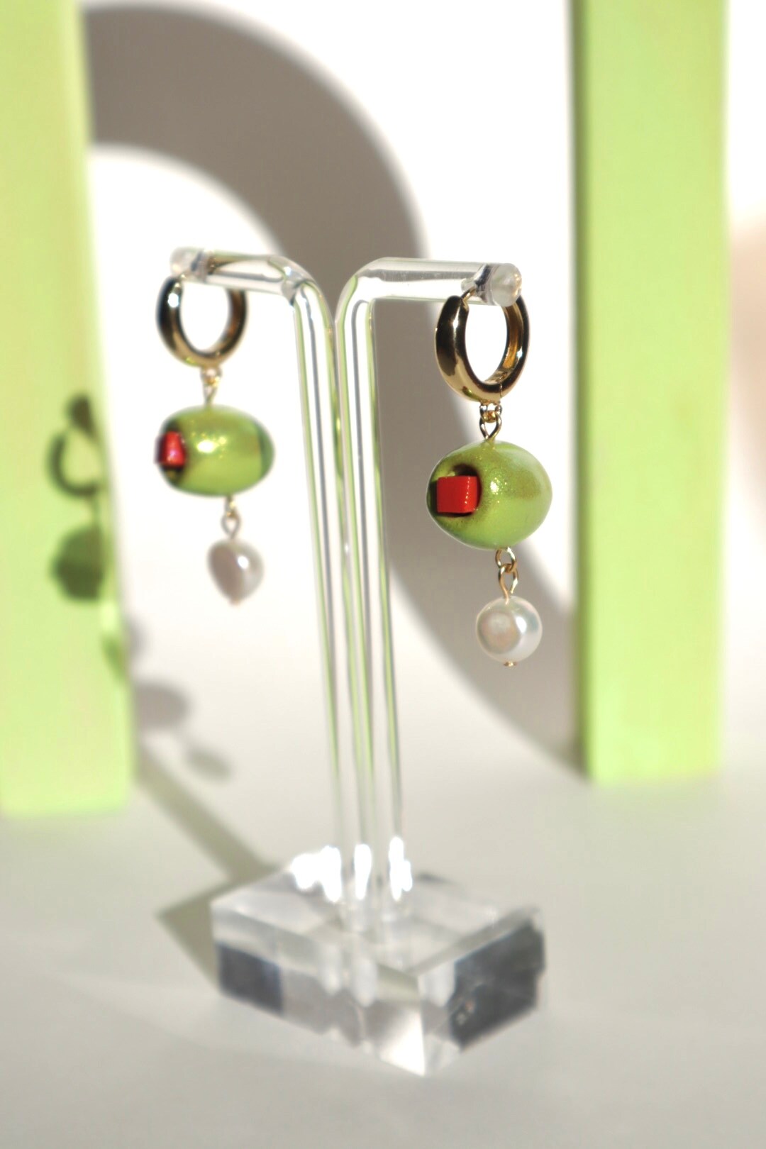 Olive Earrings, Hand sculpted food earrings, Dangly Earrings, Lightweight Earrings 376138259732791296