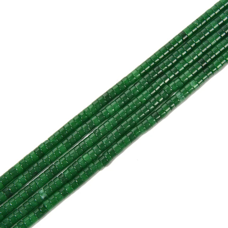 Dark Green Jade Heishi Disc Beads Size 2x4mm 15.5&#x27;&#x27; Strand