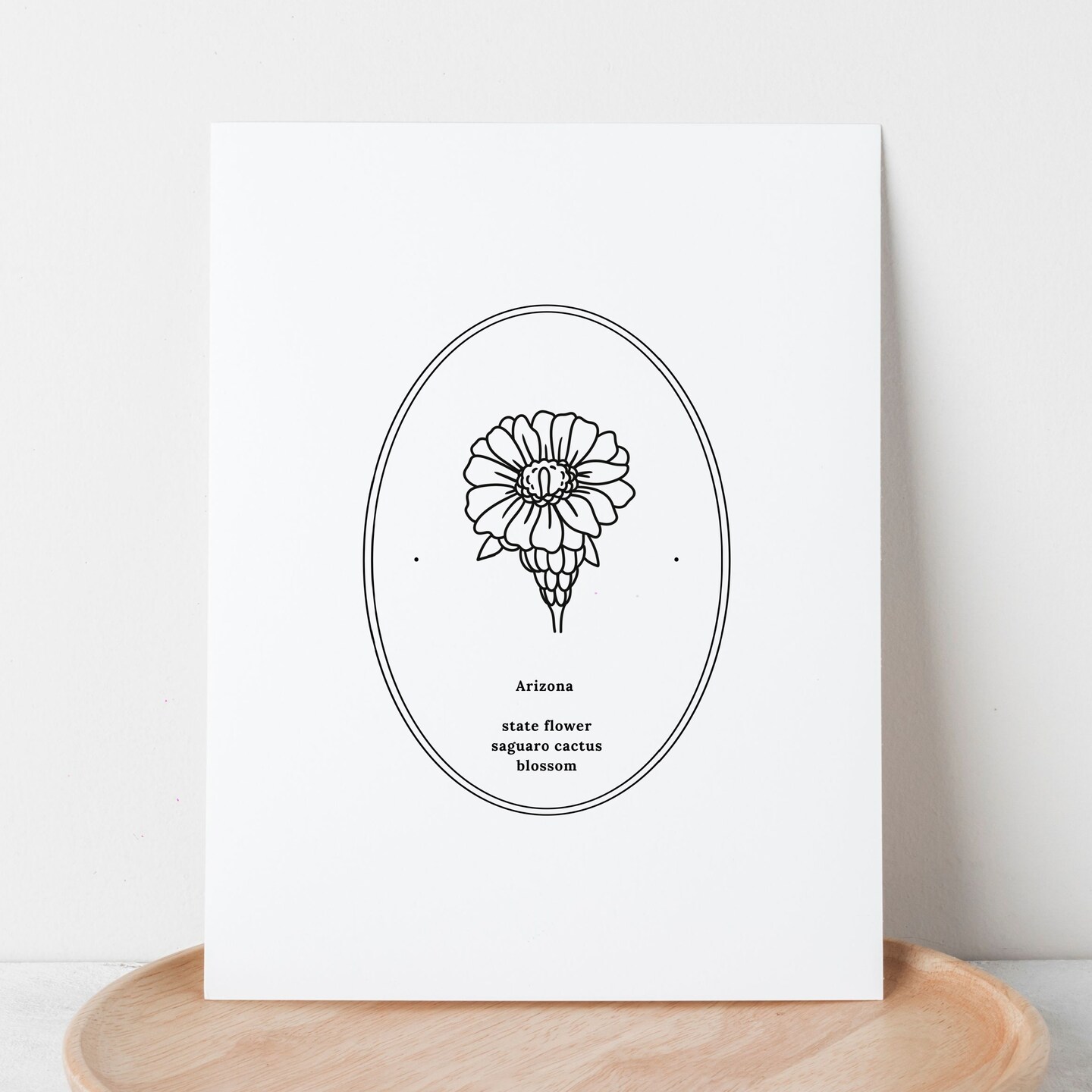 Arizona Saguaro Cactus Blossom US State Flower Print | Unframed Floral Line Art | USA State Missing Home Gift