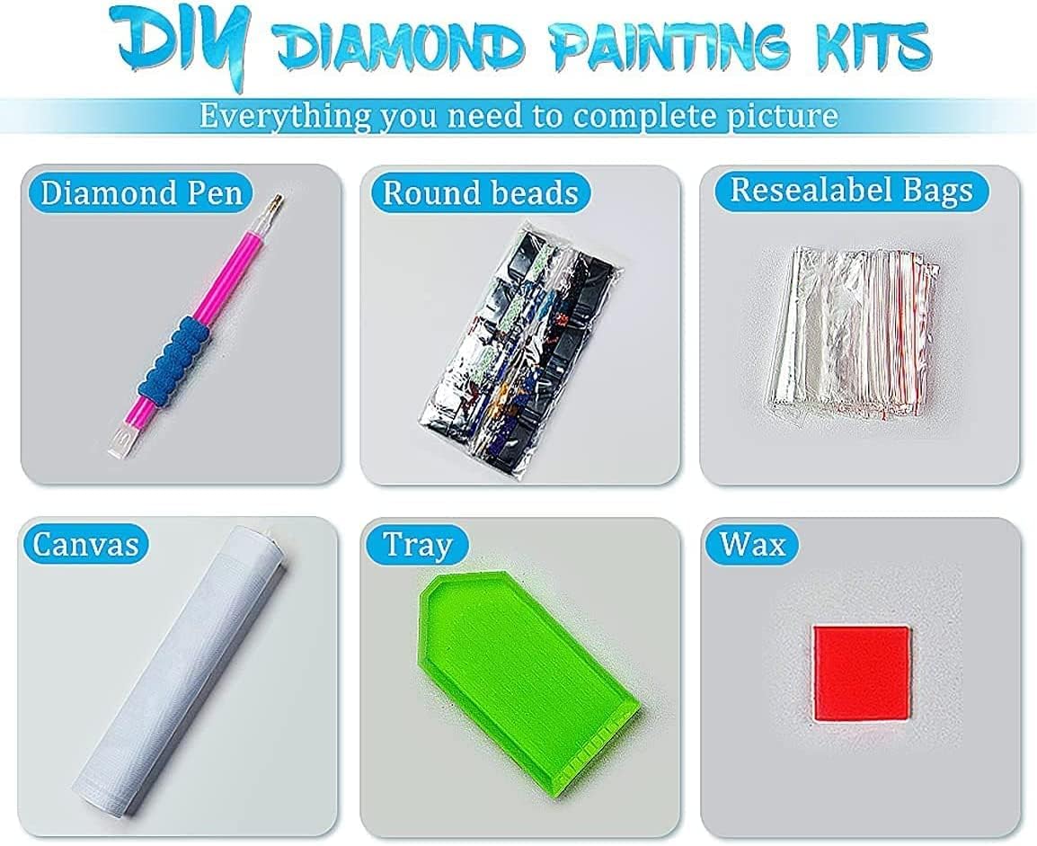 Halloween Diamond Art Kits for Adults,Jack Under The Moonlight Diamond Painting Kits,Paint by Full Round Diamonds for Holiday Home Decor 12X16Inch