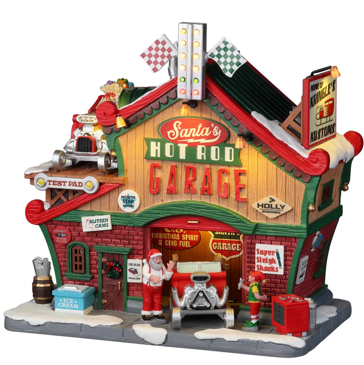 Lemax Santa&#x27;s Hot Rod Garage