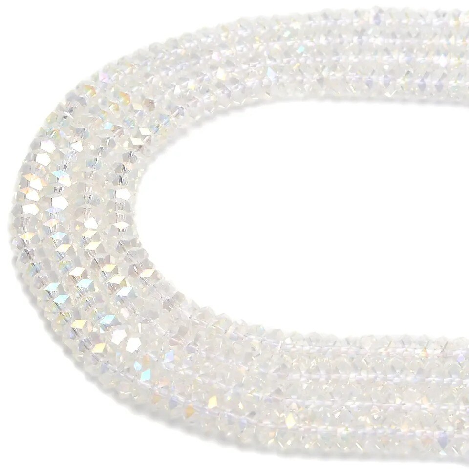 Clear AB K9 Crystal Glass Faceted Rondelle Beads Size 3x6mm 15.5&#x22; Strand