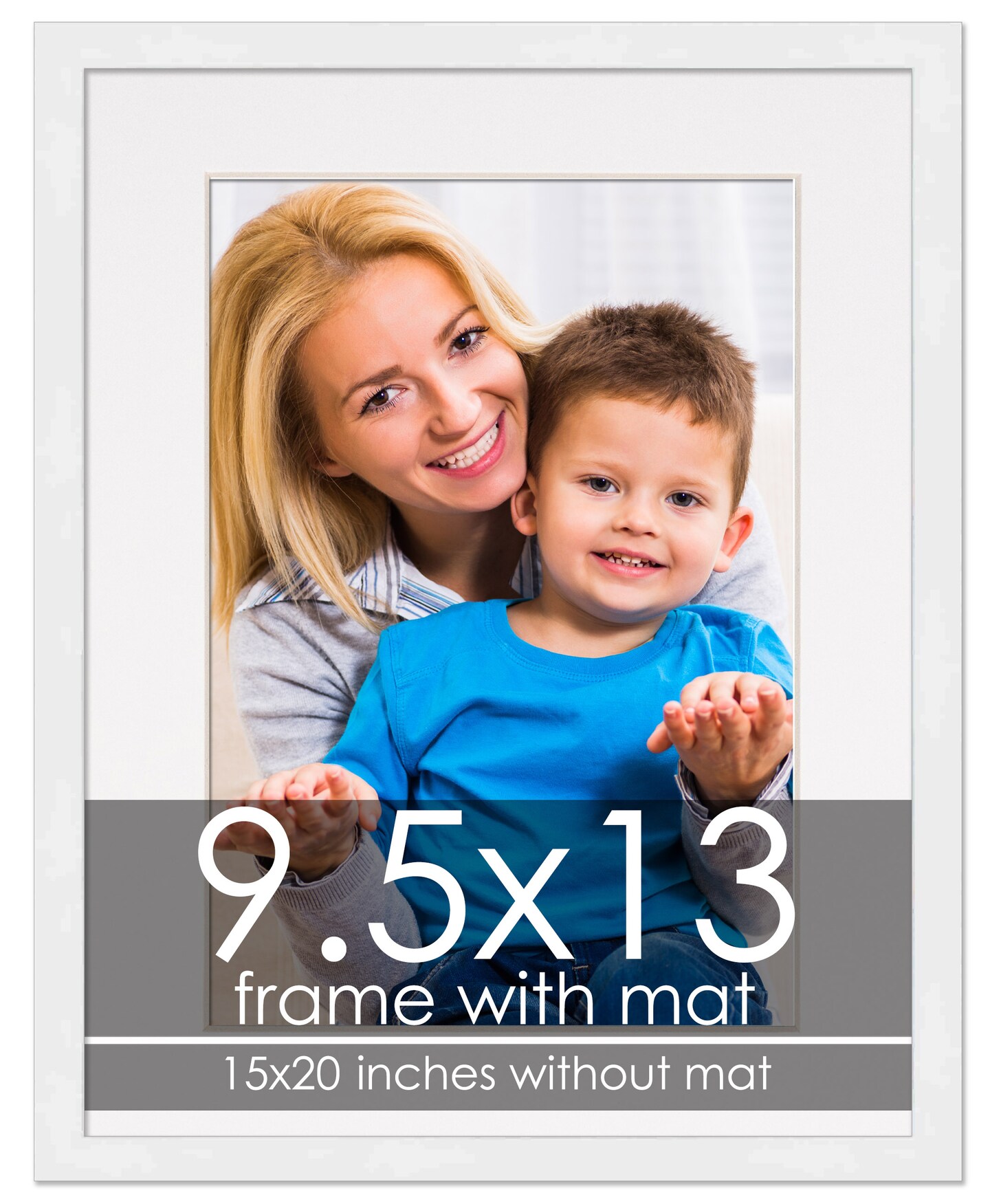 Modern White Frame with White Photo Mat, UV Acrylic Front, Foam Board Backing, 60 Sizes Available