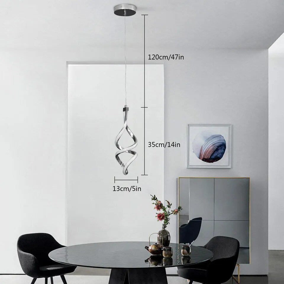 3 Packs Modern Dimmable LED Chandelier Wave Spiral Pendant Light Fixture Kitchen