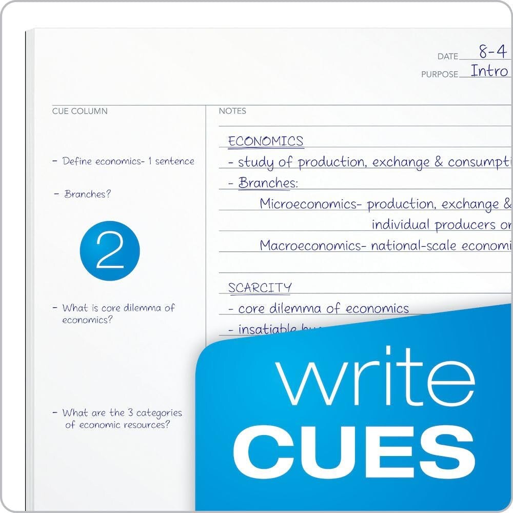 Oxford Focusnotes Note Taking System 1-Subject Notebook, 11 X 9 Inches, White, 100 Sheets (90223) - Black