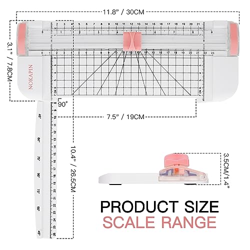 Portable Paper Trimmer,12 Inch Paper Slicer Scrapbooking Tool with Automatic Security Safeguard and Side Ruler for Craft Paper,A4 A5 Paper,Coupon, Label and Cardstock (Blue) (Pink)