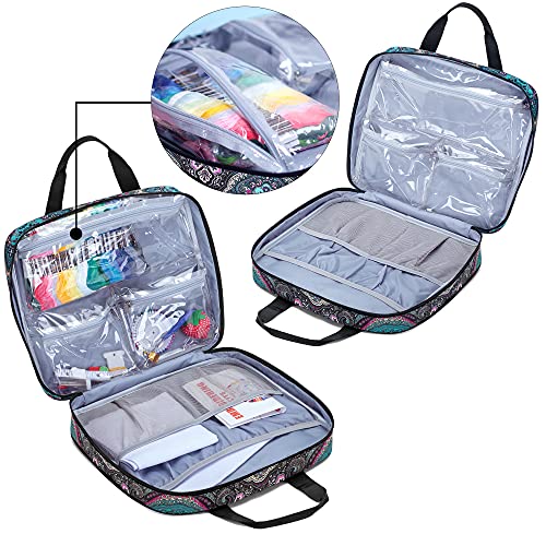 Embroidery Project Bag, Square Embroidery Supplies Storage Tote Bag, Portable Craft Carry Case for Embroidery Kits and Cross Stitch Kits Tools, Multiple Pockets, Totem, Bag Only