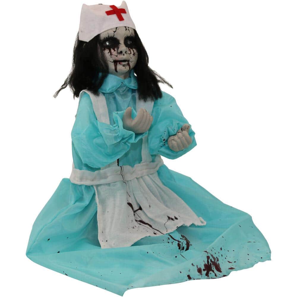 21.5 Inch Poseable Animatronic Nurse Halloween Prop