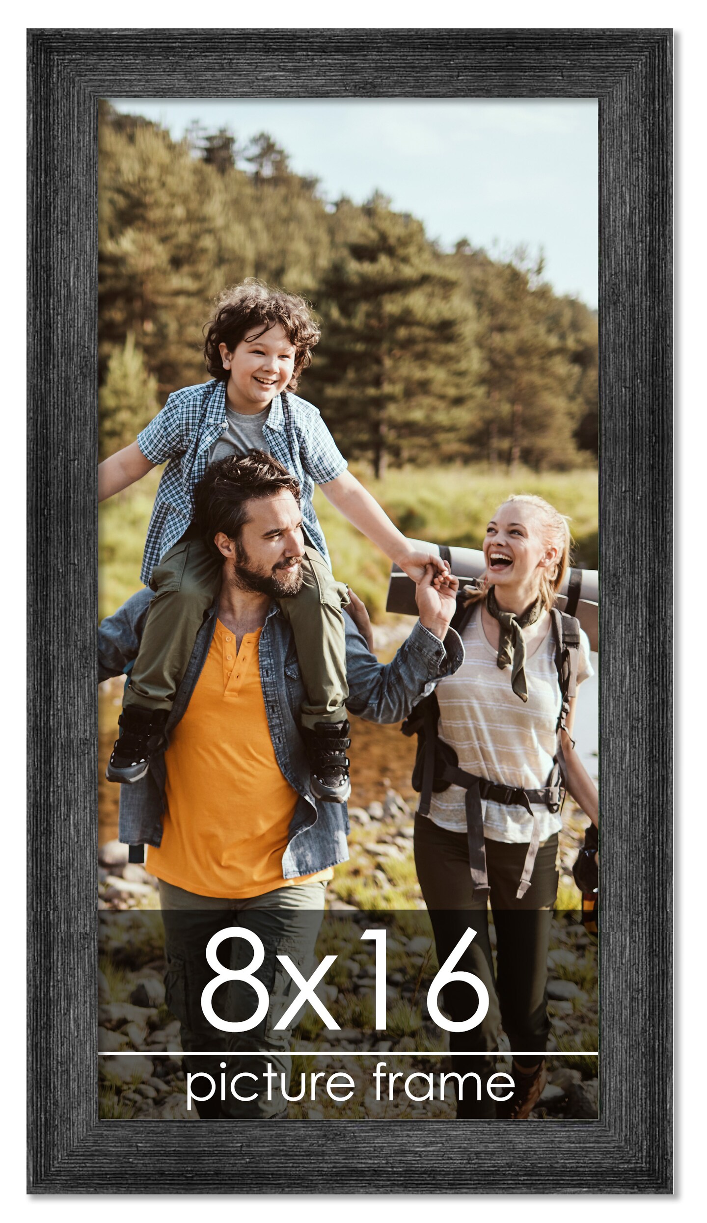 8x16 Wide Barnwood Picture Frame with UV-Resistant Acrylic & Acid Free Backing, Available in 6 Paint Finishes - Grey, Brown, White, and Black