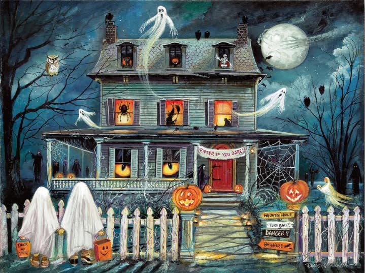 Adults and Beginners, 5D Ghost Cabin Full Round Diamond Halloween Diamond Art Kit, Diamond Dots Diamonds Pictures Arts and Crafts for Home Wall Decor-12x16inch