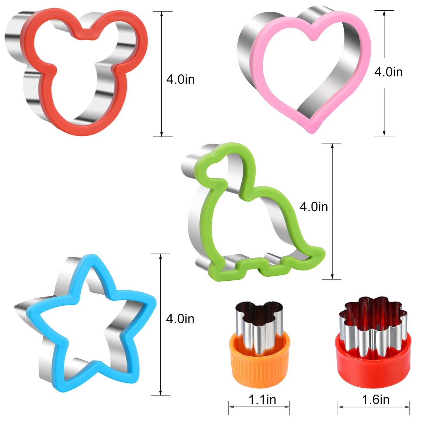 12 Pieces Sandwich Cookie Cutters Set, Dinosaur,Heart,Star,Mouse,Sandwich Knife Cookie Knife Vegetable Cutter Food Grade Cookie Mould.