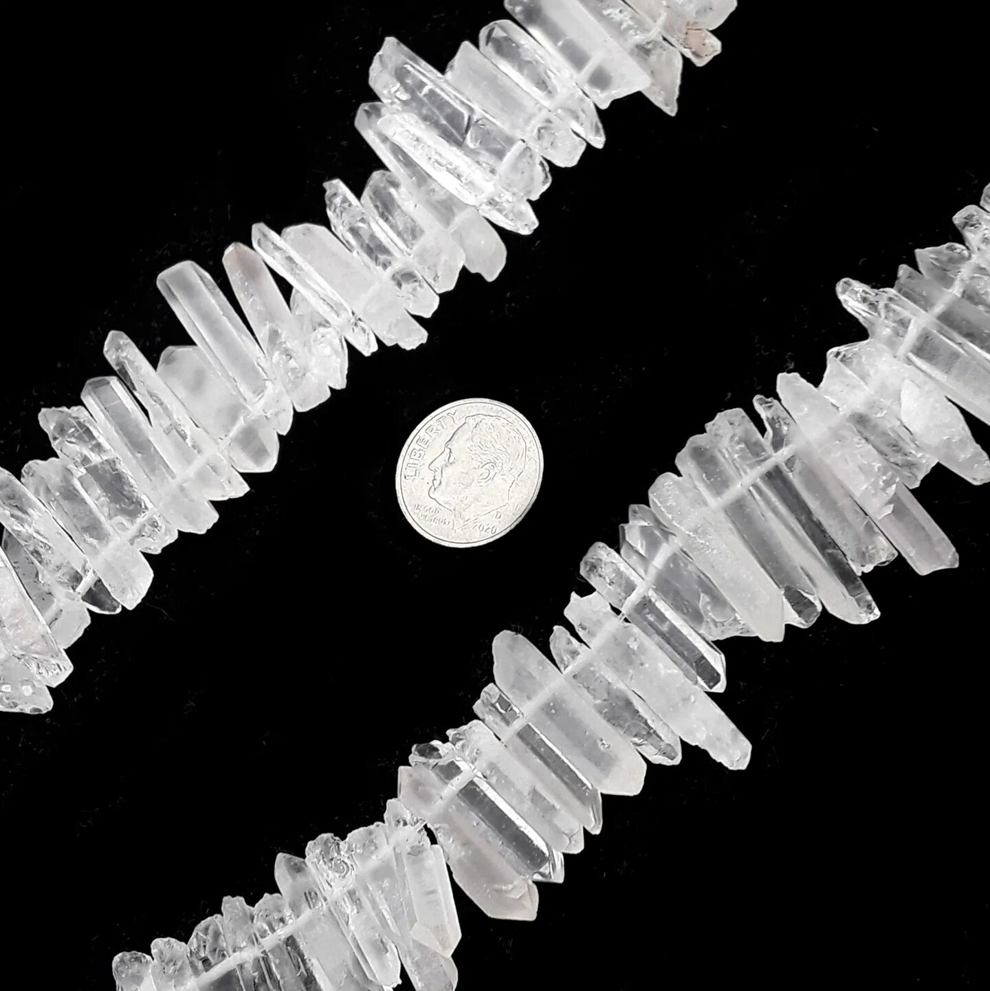 Clear Quartz Matte Faceted Top Drill Points Beads Approx 16-30mm 15.5&#x22; Strand