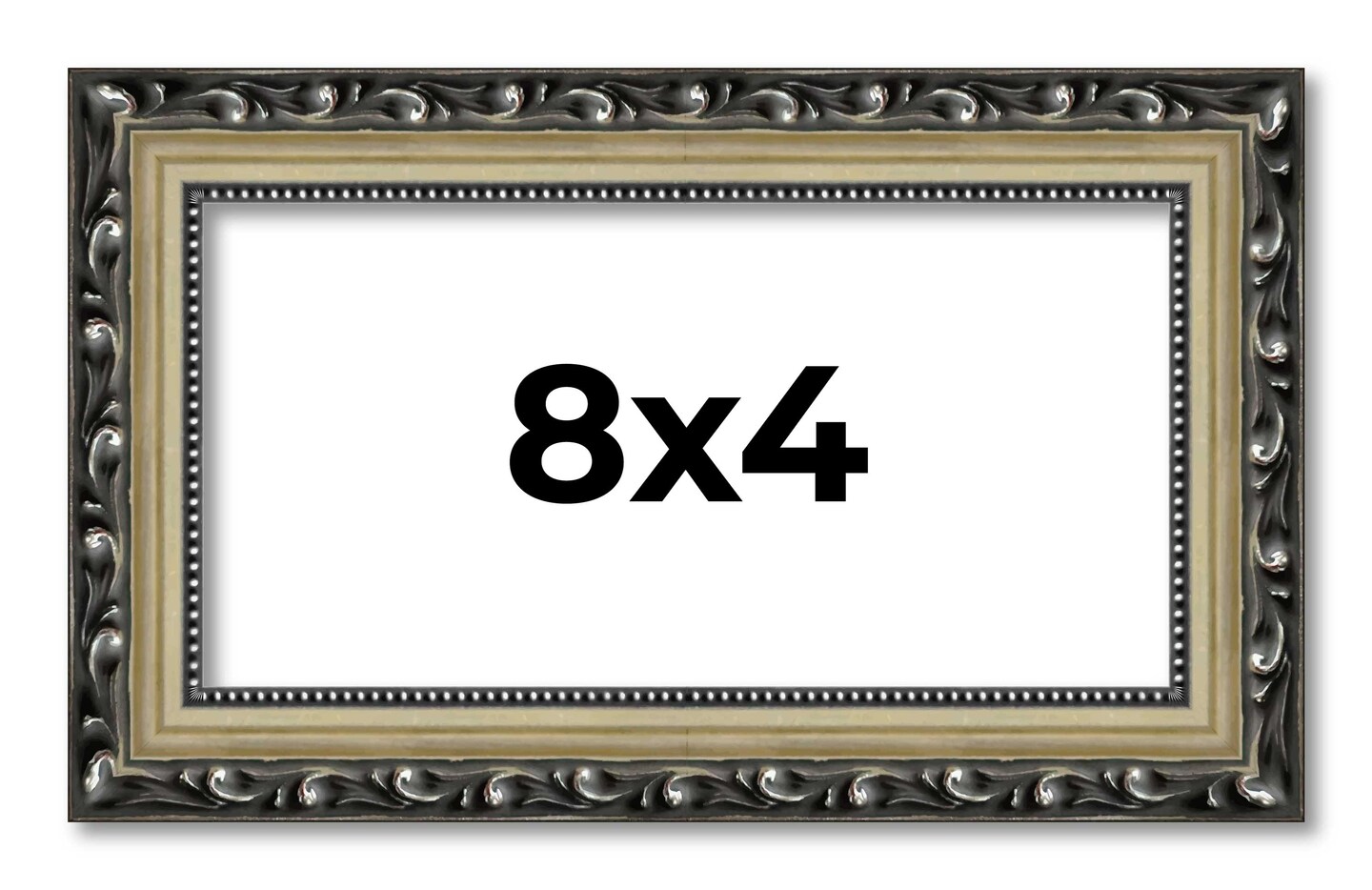 8x4 Solid Wood Antique Picture Frame with UV-Resistant Acrylic & Acid-Free Backing, Available in 4 Finishes: Bronze, Gold, Silver, and Gold with Black