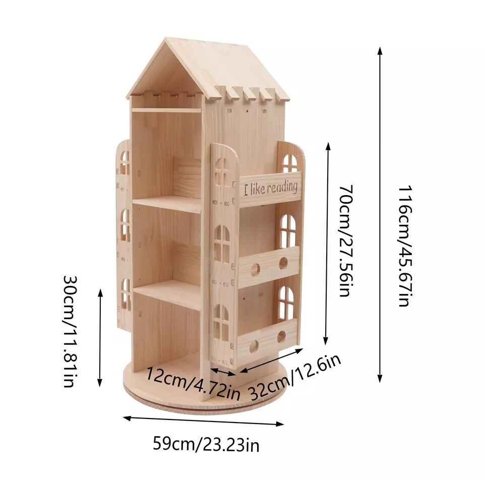 Bookcase Cabinet Organizer Rack 4 Tiers 360 Bookshelf Storage Shelve Book Rack