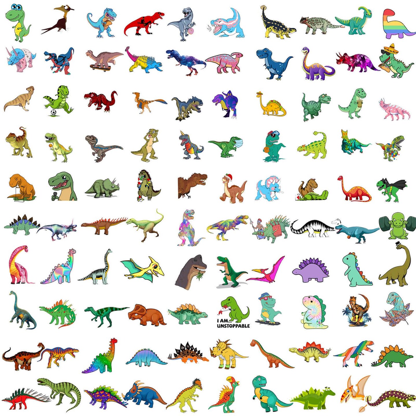 100 Pieces Dinosaur Stickers, Cute Waterproof Cartoon Stickers for Kids, for Stationery, Luggage, Teaching Rewards