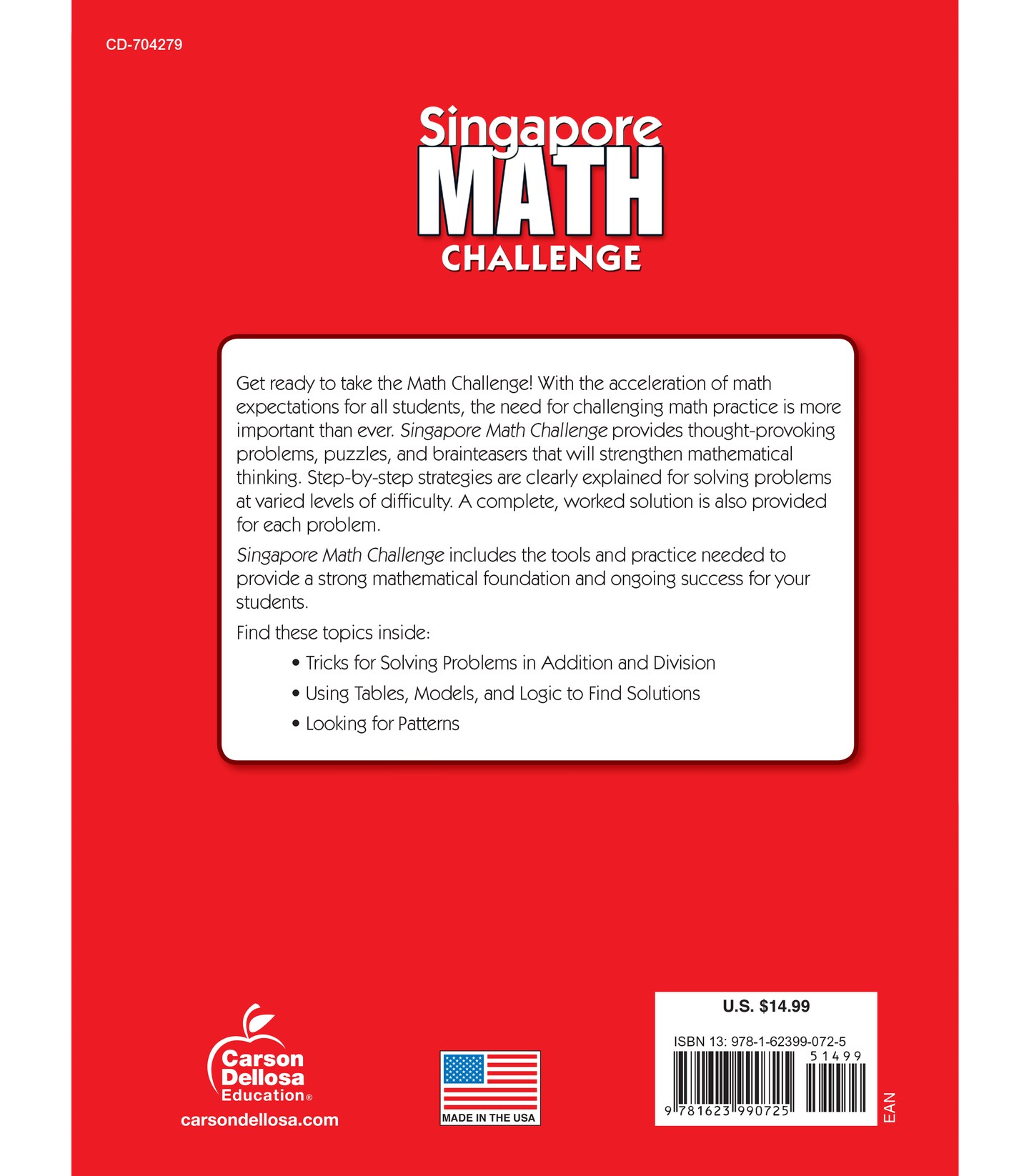 Singapore Math Workbook, Common Core Mathematics for Grades 2 and Up, Enrichment Problems and Puzzles, Classroom or Homeschool Curriculum