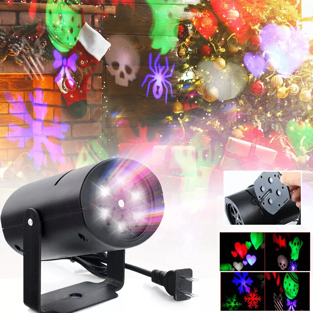 Kitcheniva 4 Patterns Laser Projector LED Light Party Stage Spotlight