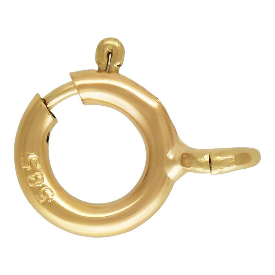 Spring Ring Jewelry Clasp 4.5mm 14 Karat Solid Yellow Gold