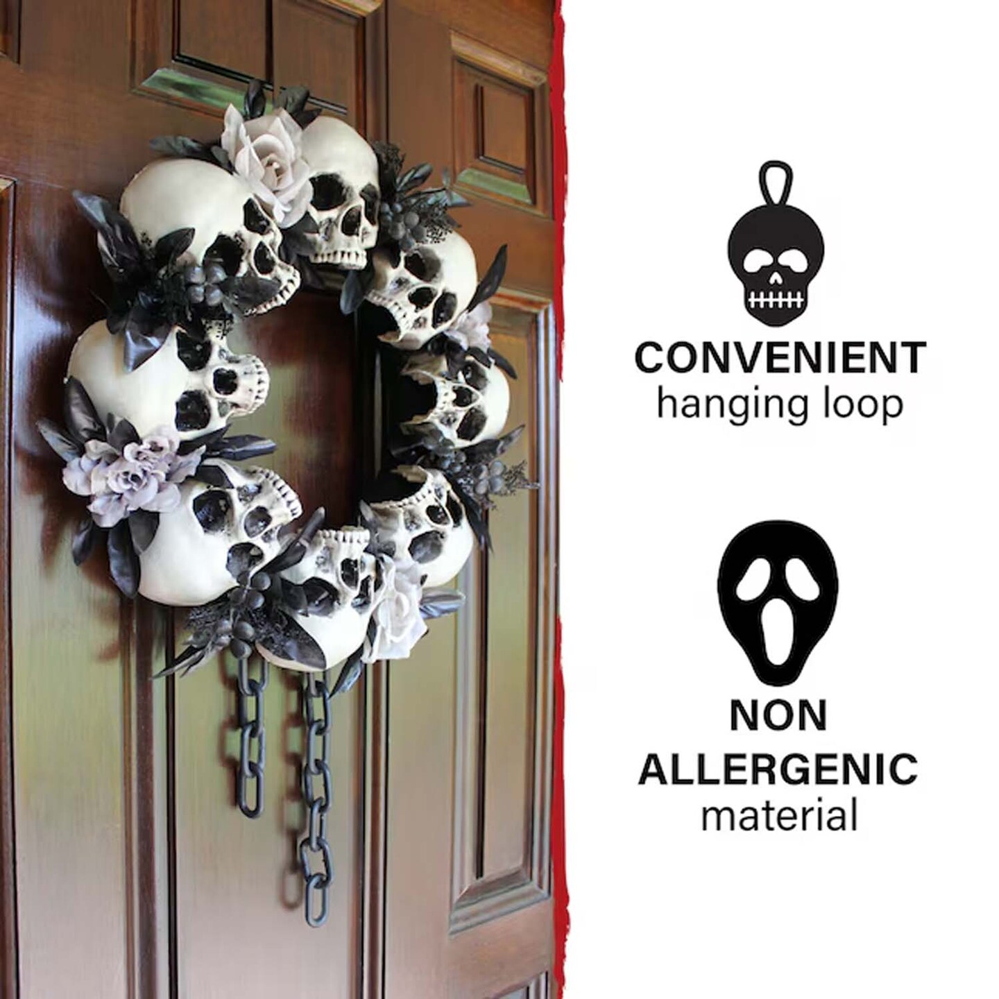 Halloween Haunted Hill Farm 15.7-in Multiple Colors/Finishes Skull Artificial Wreath