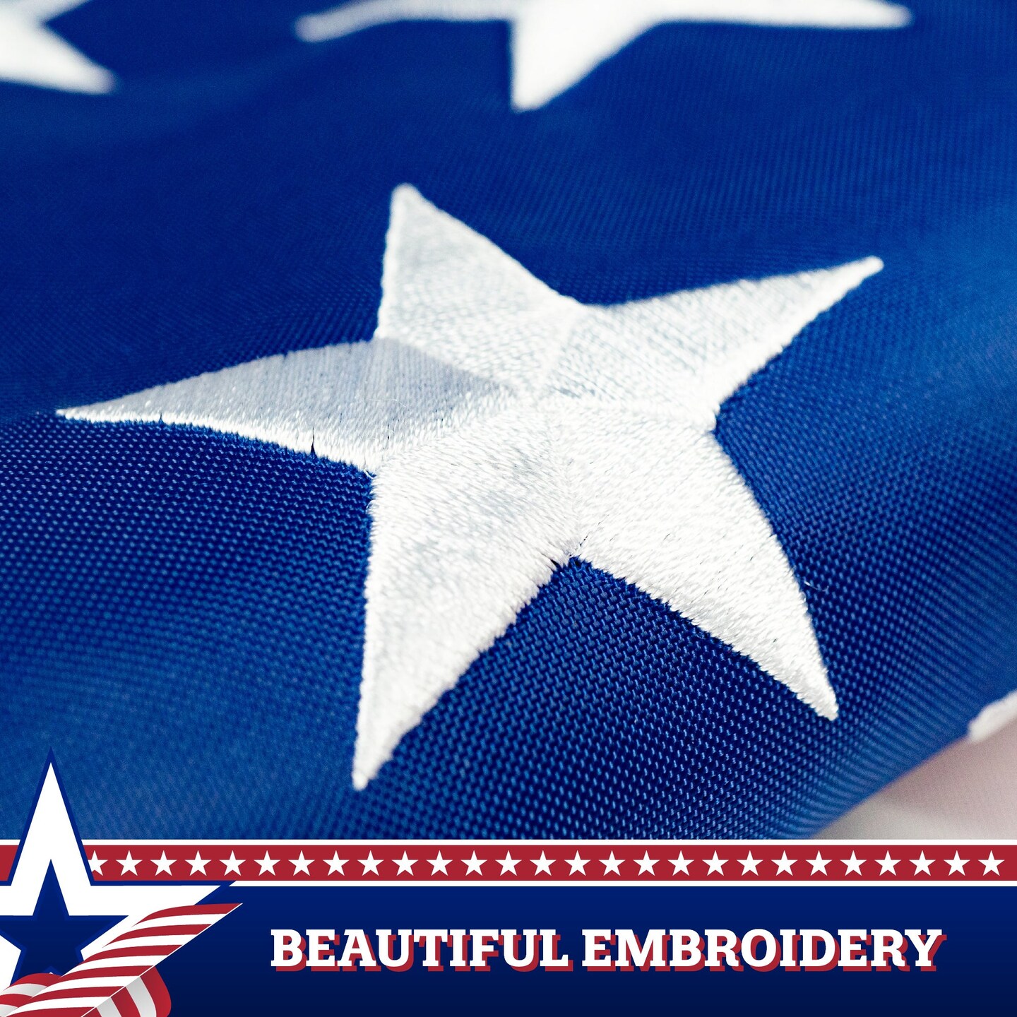 G128 3-Pack: American USA Pull Down Bunting Flag | 1.67x8 Ft | Embroidered Polyester