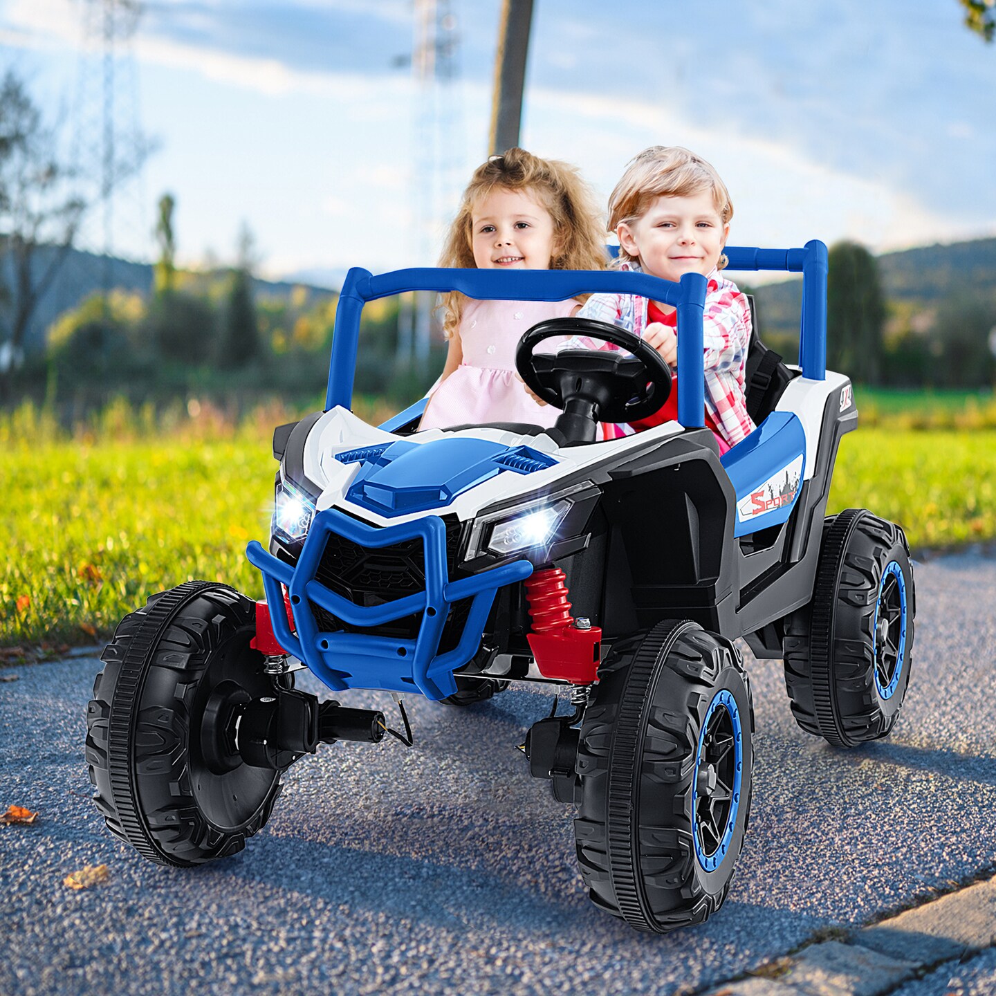 24V 2-Seater Kids Ride On UTV with Remote Control, Suspension, Lights and Music