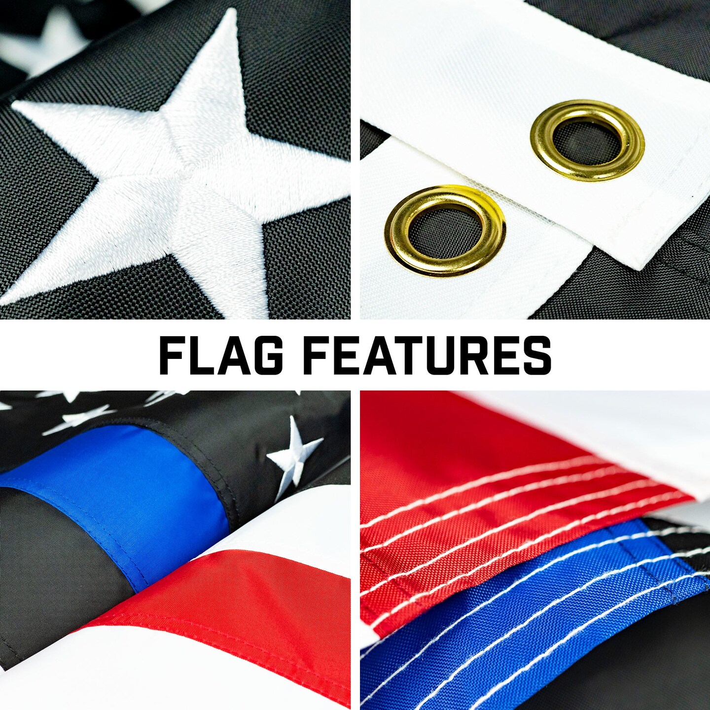 G128 Combo Pack: 16 Ft Telescoping Aluminum Flagpole (Silver) & Blue Lives Matter Flag 3x5 Ft, ToughWeave Series Embroidered 210D Polyester | Pole with Flag Included