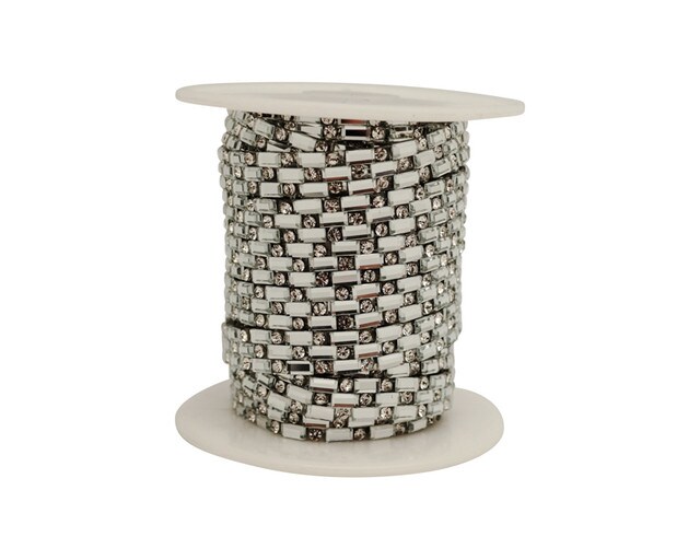 1/4" x 5 Yards Silver Crystal Cluster Iron On Rhinestone Trim Pack of 1