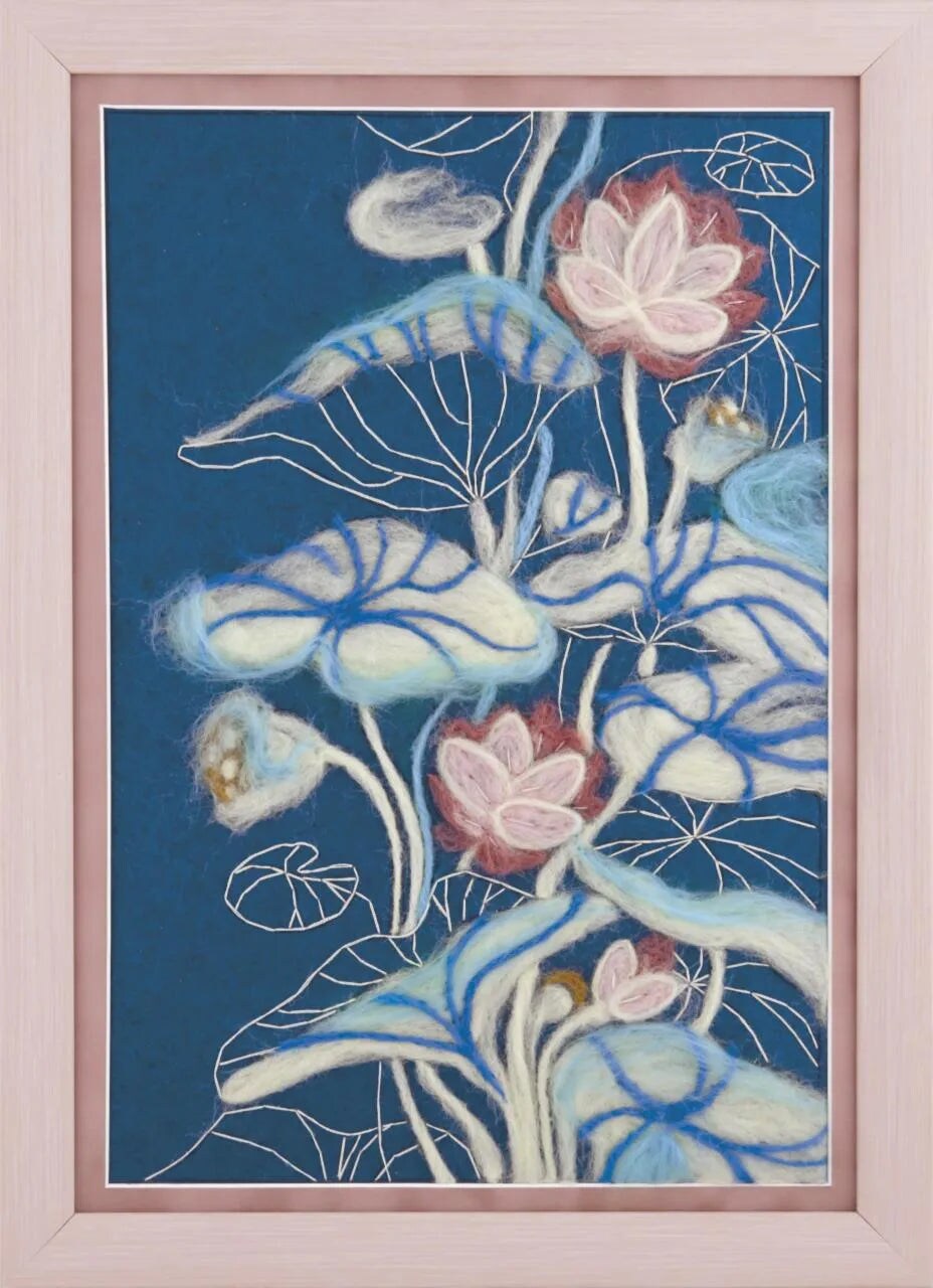 Felting kit Diptych &#x22;Blooming on the water&#x22;