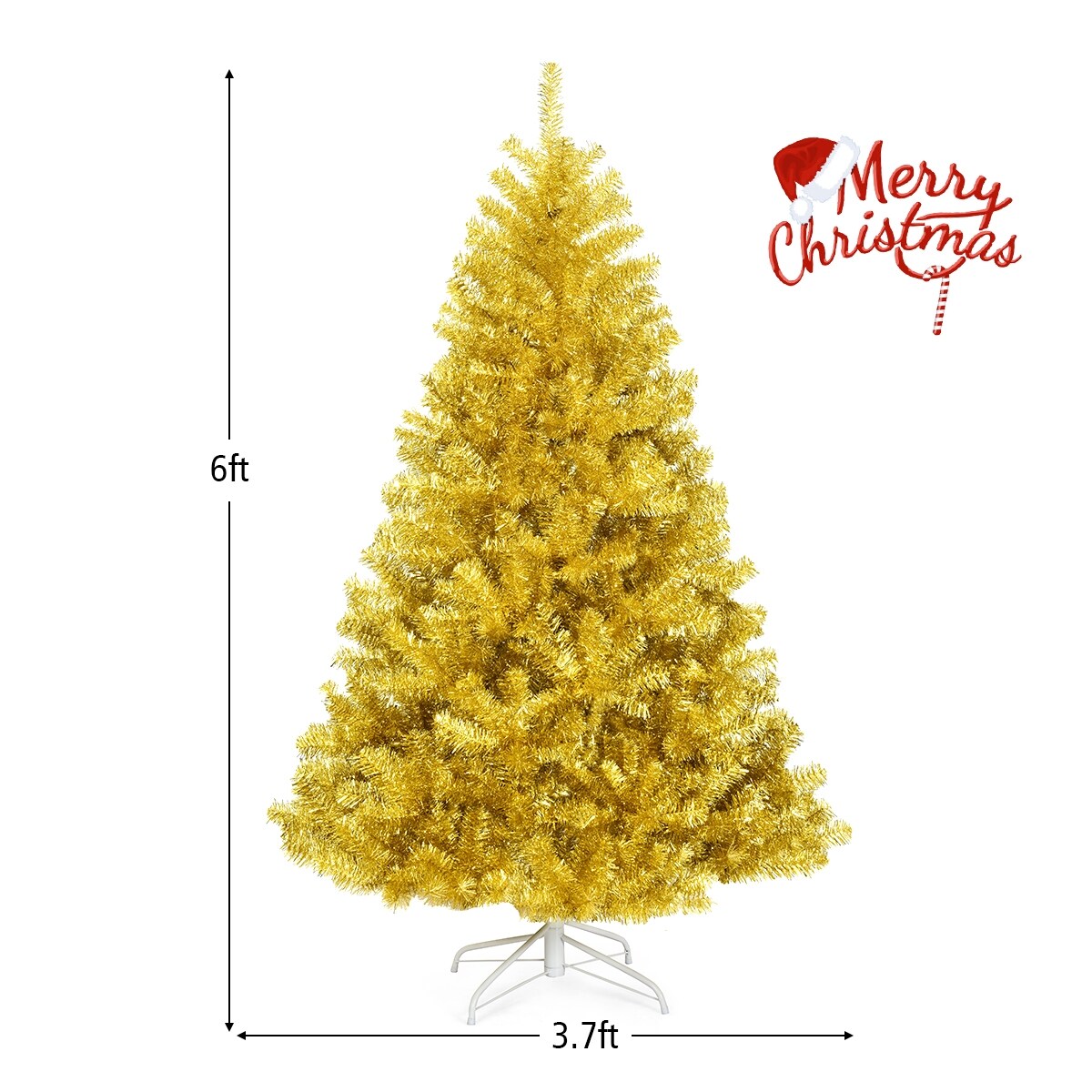 Artificial Tinsel Christmas Tree Hinged with Foldable Stand